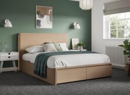 Roman LED Wooden Ottoman Bed - 5'0 King - Brown - thumbnail 1