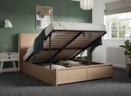 Roman LED Wooden Ottoman Bed - 5'0 King - Brown - thumbnail 2