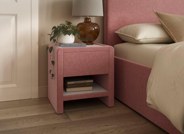 House Beautiful Margot Boucle Bedside Table - Pink