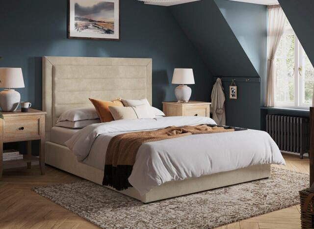 Lillian Upholstered Bed Frame - 5'0 King - Beige
