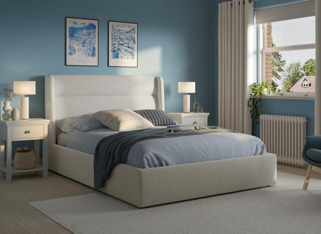 Marcello Upholstered Ottoman Bed Frame - 4'6 Double - Grey - image 1