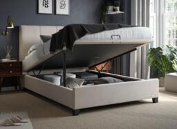 Francesca Upholstered Ottoman Bed Frame - 4'6 Double - Cream - thumbnail 2