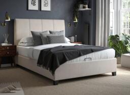 Francesca Upholstered Ottoman Bed Frame - 4'6 Double - Cream