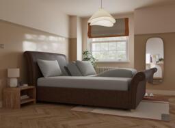 Delaware Ergomotion Adjustable Upholstered Sleigh Bed Frame - 5'0 King - Brown