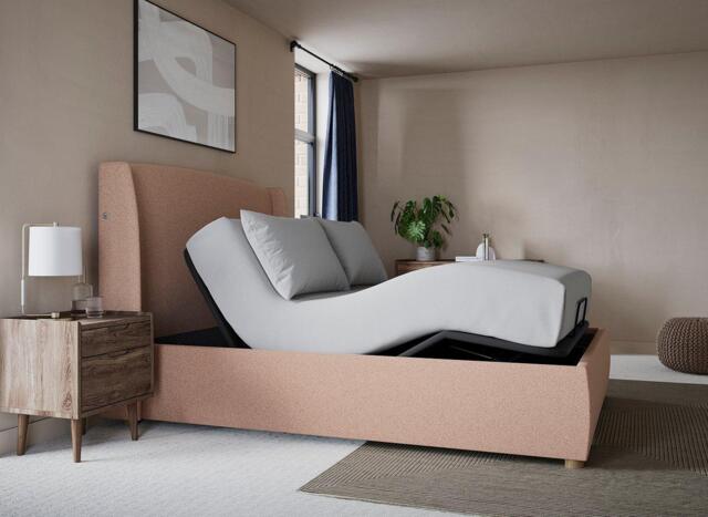 TEMPUR® Linford Ergomotion Adjustable Upholstered Bed Frame - 4'6 Double - Pink - image 1