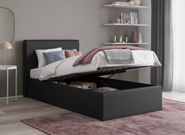 Yardley Upholstered Ottoman Bed Frame - 3'0 Single - Black - image 1