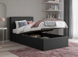 Yardley Upholstered Ottoman Bed Frame - 3'0 Single - Black - thumbnail 1