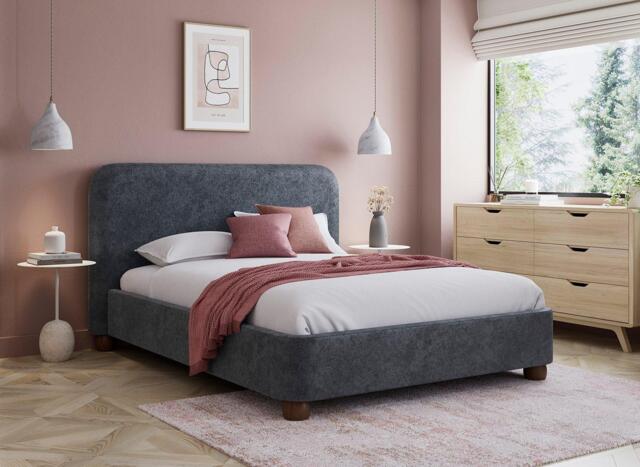 Cosmopolitan Helen Ottoman Upholstered Bed Frame - 4'0 Small double - Blue - image 1