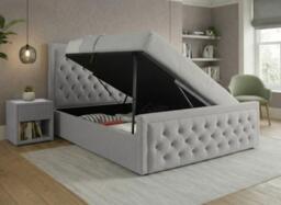 Robyn Upholstered Ottoman Bed Frame - 5'0 King - Grey - thumbnail 2