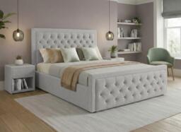 Robyn Upholstered Ottoman Bed Frame - 5'0 King - Grey - thumbnail 1