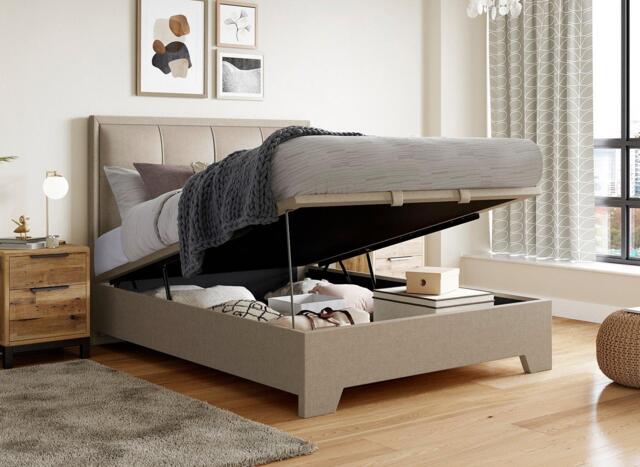 Hopkins Ottoman Bed Frame - 4'6 Double - Cream - image 1