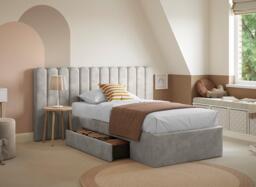 Callie Kids Velvet-Finish Hotel Bed Frame - 3'0 Single - Grey - thumbnail 2