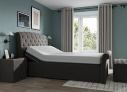Paris Sleepmotion Adjustable Upholstered Bed Frame - 6'0 Super king - Grey - thumbnail 2