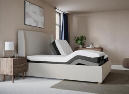 TEMPUR® Linford Sleepmotion Adjustable Upholstered Bed Frame - 6'0 Super king - Cream - thumbnail 2