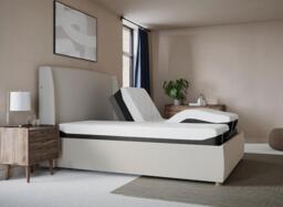 TEMPUR® Linford Sleepmotion Adjustable Upholstered Bed Frame - 6'0 Super king - Cream - thumbnail 1