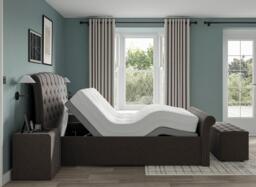 Paris Sleepmotion Adjustable Upholstered Bed Frame - 4'6 Double - Grey - thumbnail 4
