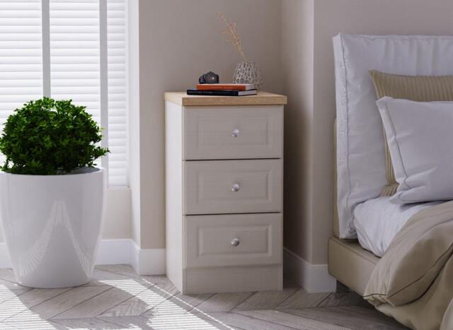 Texas 3-Drawer Bedside Table - Cream - image 1