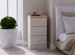 Texas 3-Drawer Bedside Table - Cream - thumbnail 1