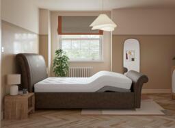 Delaware Sleepmotion Adjustable Upholstered Bed Frame - 4'6 Double - Brown - thumbnail 4