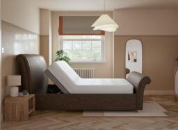Delaware Sleepmotion Adjustable Upholstered Bed Frame - 4'6 Double - Brown - thumbnail 3