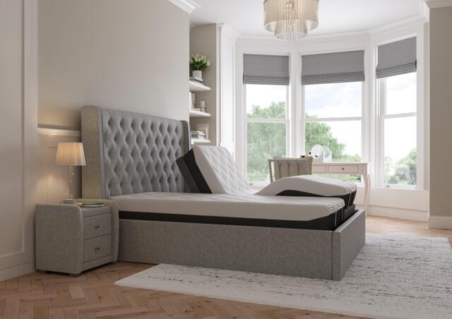 Deacon Sleepmotion Adjustable Upholstered Bed Frame - 5'0 King - Grey - image 1