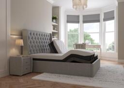 Deacon Sleepmotion Adjustable Upholstered Bed Frame - 5'0 King - Grey - thumbnail 2