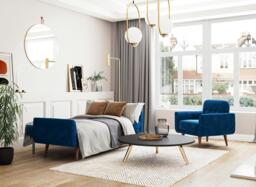 Gallway 3 Seater Sofa Bed - Blue - thumbnail 3