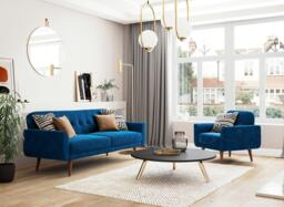 Gallway 3 Seater Sofa Bed - Blue - thumbnail 2