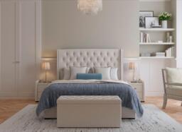 Deacon Upholstered Bed Frame - 4'6 Double - Cream - thumbnail 2