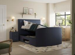 Hopkins Ottoman TV Bed - 4'6 Double - Blue - thumbnail 3