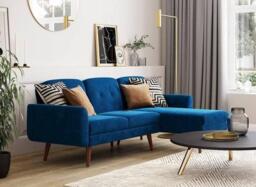 Gallway 3 Seater Corner Sofa Bed - Blue - thumbnail 1