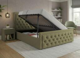 Robyn Upholstered Ottoman Bed Frame - 6'0 Super king - Green - thumbnail 2