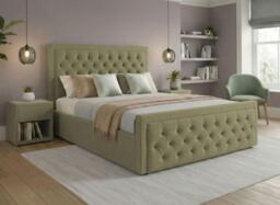 Robyn Upholstered Ottoman Bed Frame - 6'0 Super king - Green - thumbnail 1