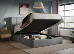 Adwell Upholstered Ottoman Bed Frame - 4'6 Double - Silver - thumbnail 2