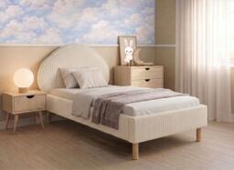 Darcie Upholstered Kids Bunny Bed Frame - 2'4 Toddler - Cream - thumbnail 2