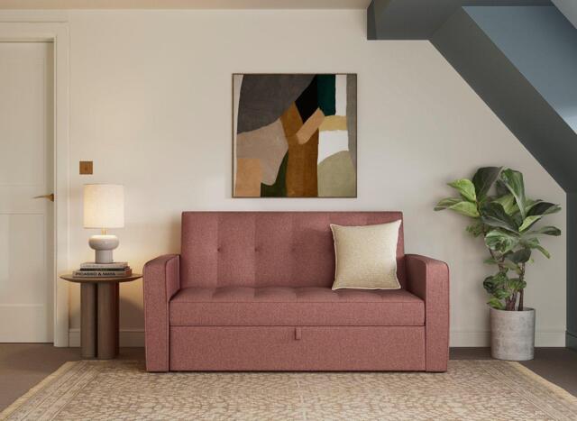 Haze 2-Seater Pull-Out Sofa Bed - Pink - image 1