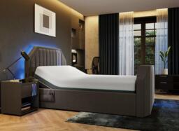 Nocturna Adjustable TV Bed - 4'6 Double - Grey - thumbnail 3