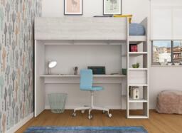 Cassie High Sleeper with Desk - 3'0 Euro single - White - thumbnail 2