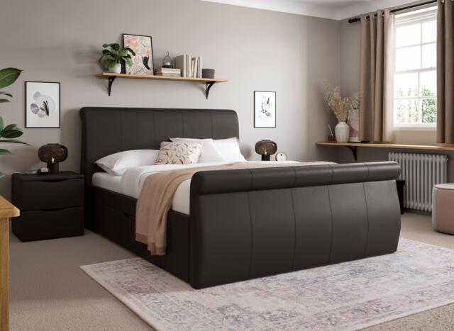 Lucia Upholstered Bed Frame - 5'0 King - Brown - image 1