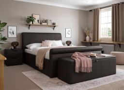 Lucia Upholstered Bed Frame - 5'0 King - Brown - thumbnail 2