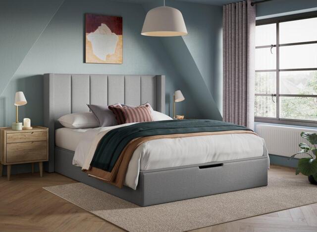Adwell Upholstered Ottoman Bed Frame - 4'0 Small double - Silver - image 1