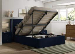 Silentnight Payton Upholstered Ottoman Bed Frame - 4'6 Double - Blue - thumbnail 2