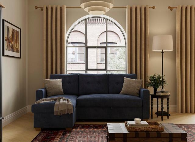 Larne 3-Seater Pull-Out Sofa Bed - Blue - image 1