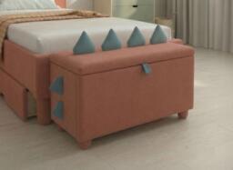 Frankie Velvet Finish Dino Storage Box - Orange - thumbnail 1