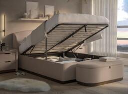 Chloe Upholstered Ottoman Bed Frame - 6'0 Super king - Beige - thumbnail 2