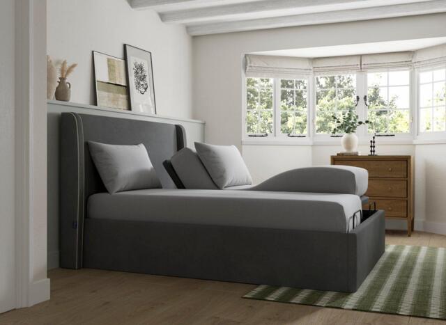 Silentnight Payton Ergomotion Adjustable Upholstered Bed Frame - 5'0 King - Grey - image 1