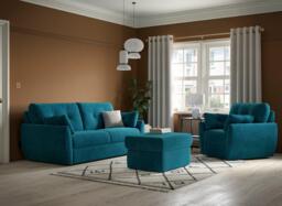 Vicenza 3-Seater Pull-Out Sofa Bed - Blue - thumbnail 2