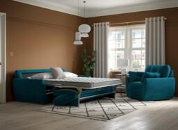 Vicenza 3-Seater Pull-Out Sofa Bed - Blue - thumbnail 3
