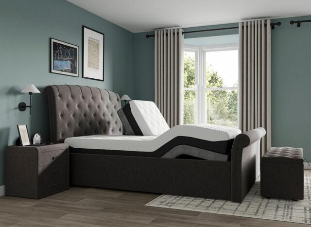 Paris Sleepmotion Adjustable Upholstered Bed Frame - 5'0 King - Grey - image 1