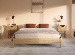 Philomena Wooden Platform Bed Frame - 4'6 Double - Brown - thumbnail 2